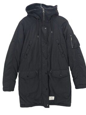 ALPHA INDUSTRIES Women's Black Hooded Parka Jacket Insulated Size SMALL